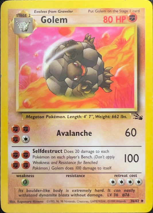 Golem (non-holo) 36/62 - Pokémon Fossil (WOTC)