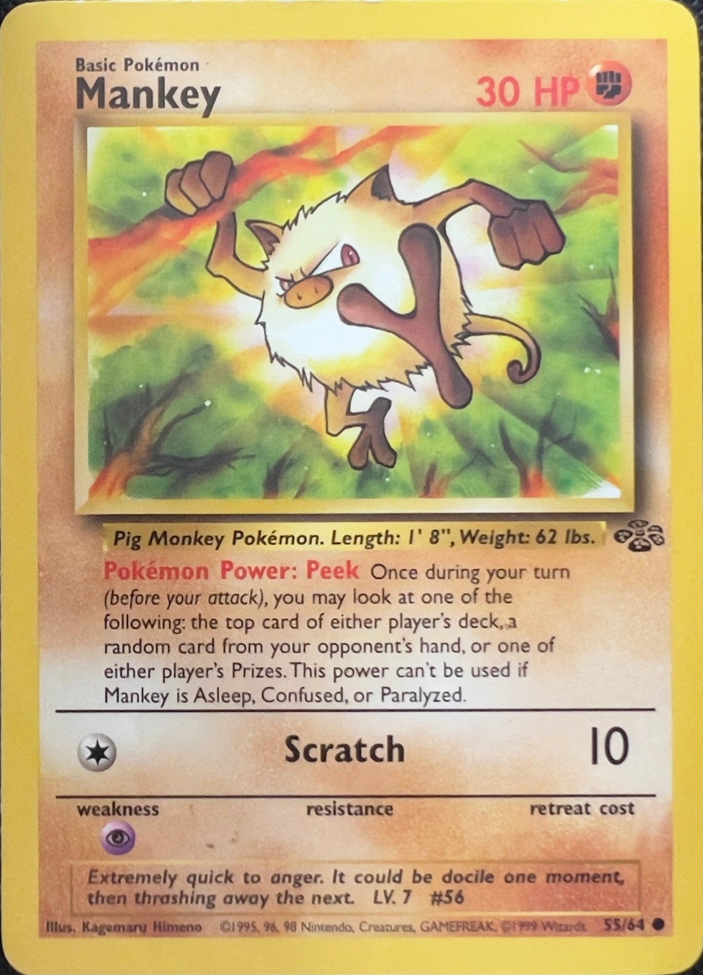 Mankey (non-holo) 55/64 - Pokémon Jungle (WOTC)
