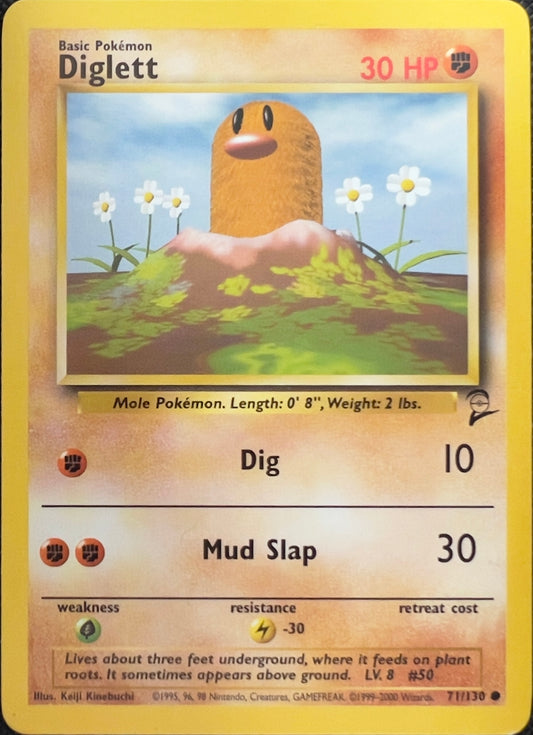 Diglett (non-holo) 77/130 - Pokémon Base Set 2 (WOTC)