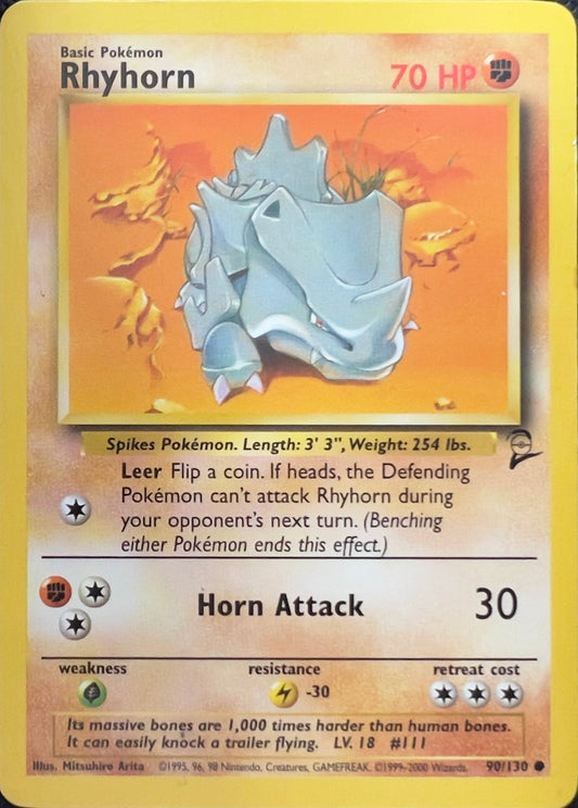 Rhyhorn (non-holo) 90/130 - Pokémon Base Set 2 (WOTC)