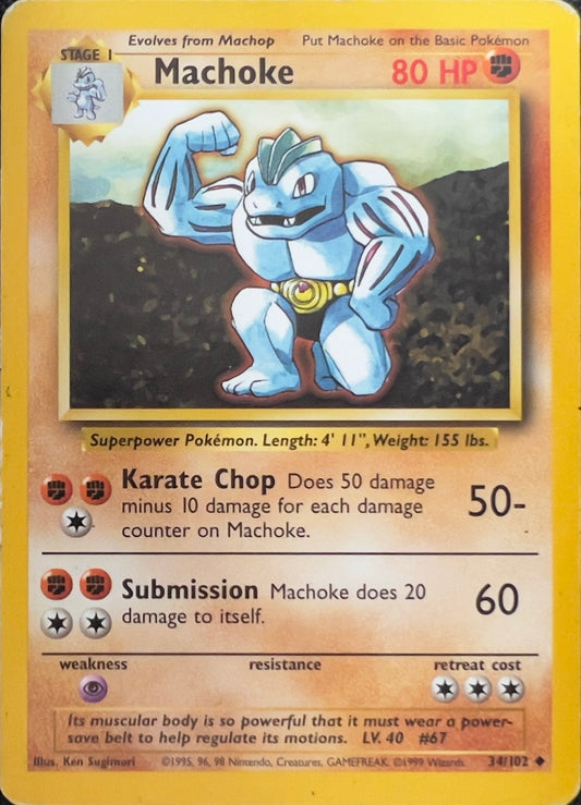 Machoke (non-holo) 34/102 - Pokémon Base Set (WOTC)