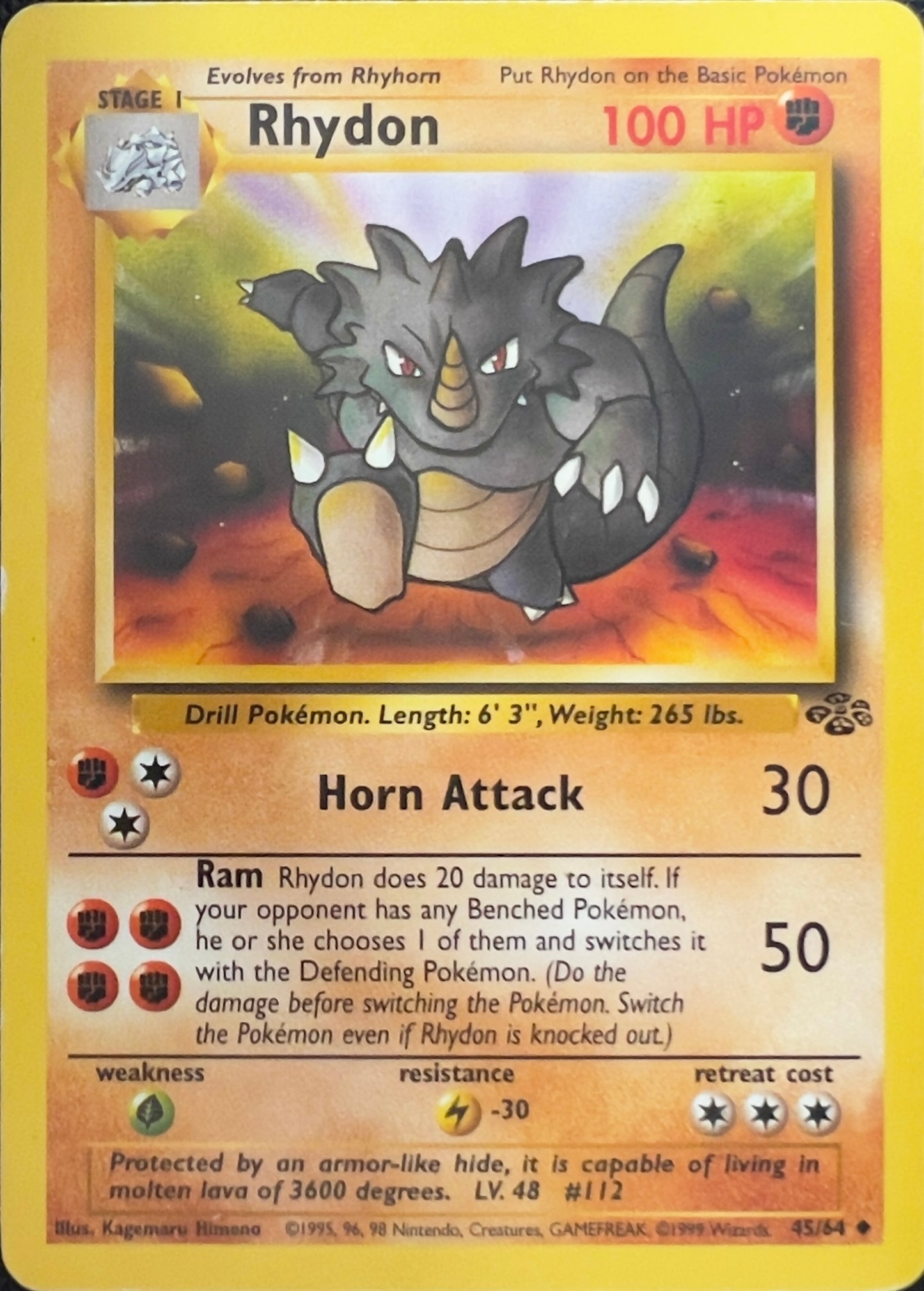 Rhydon (non-holo) 45/64 - Pokémon Jungle (WOTC)