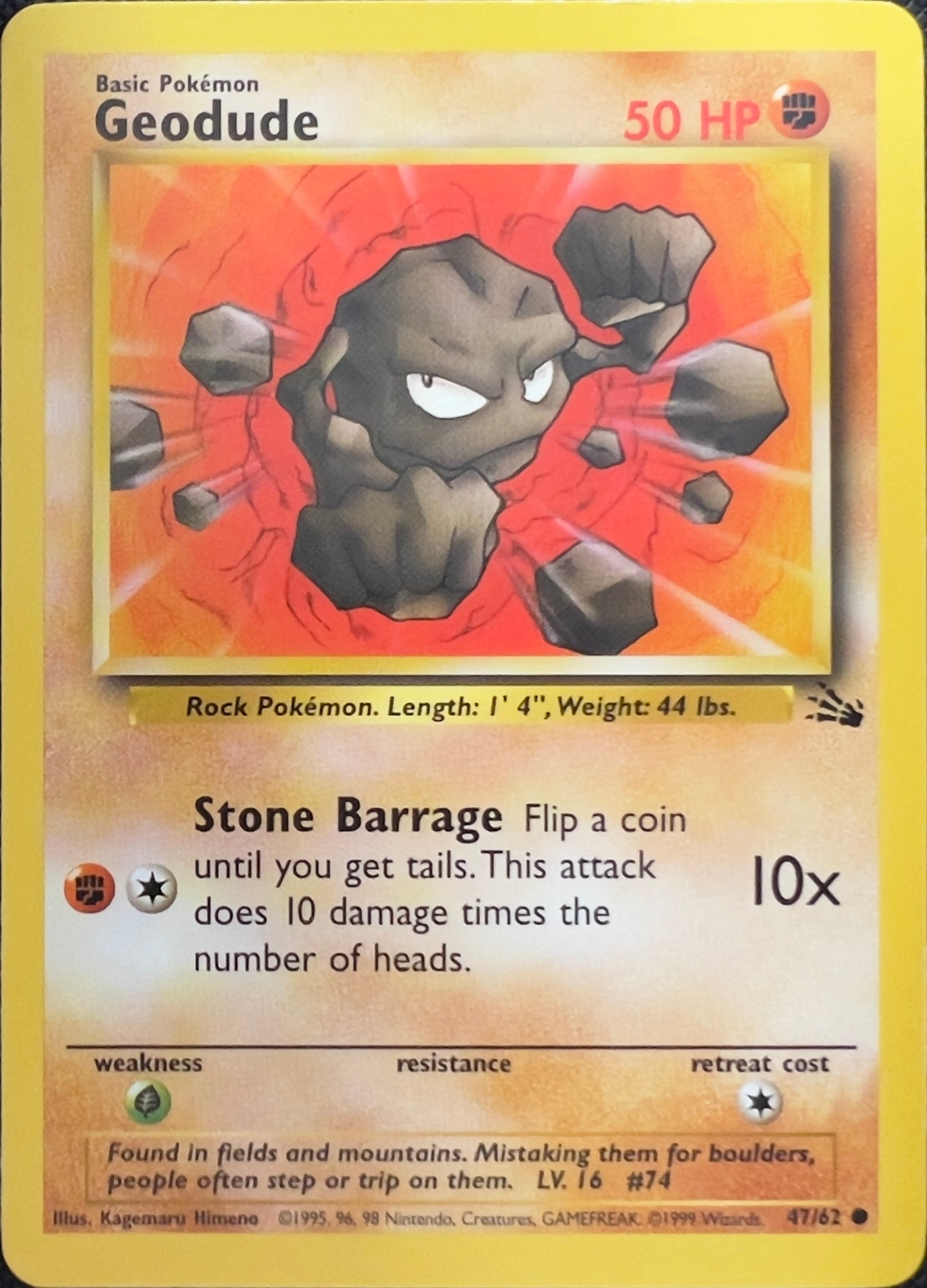 Geodude (non-holo) 47/62 - Pokémon Fossil (WOTC)