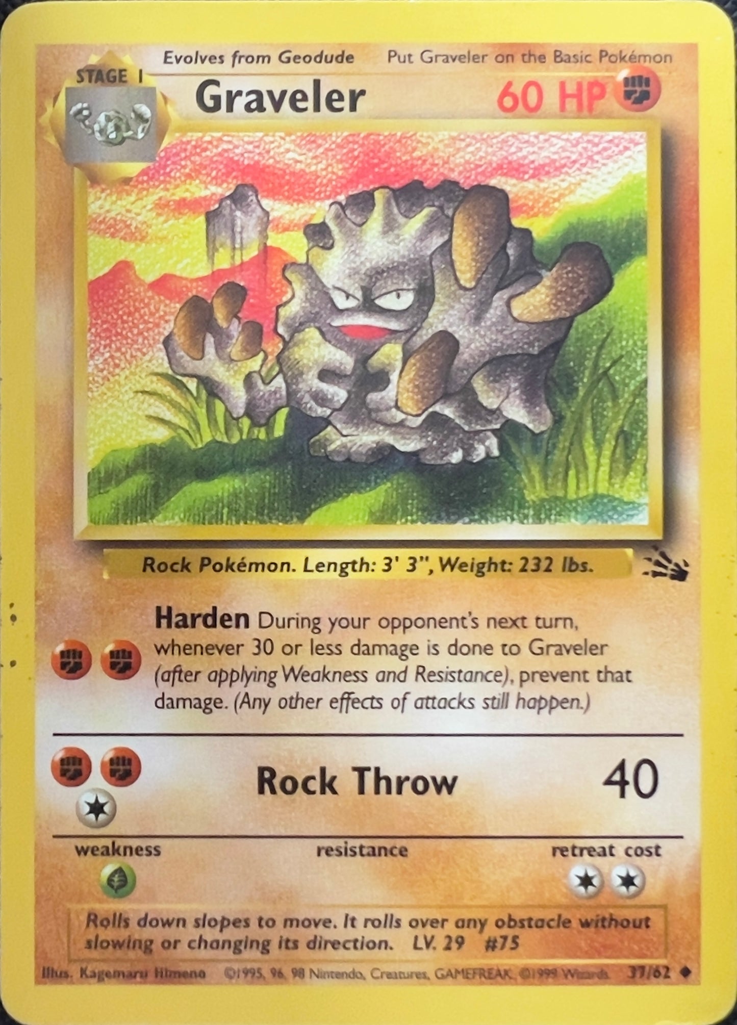 Graveler (non-holo) 37/62 - Pokémon Fossil (WOTC)