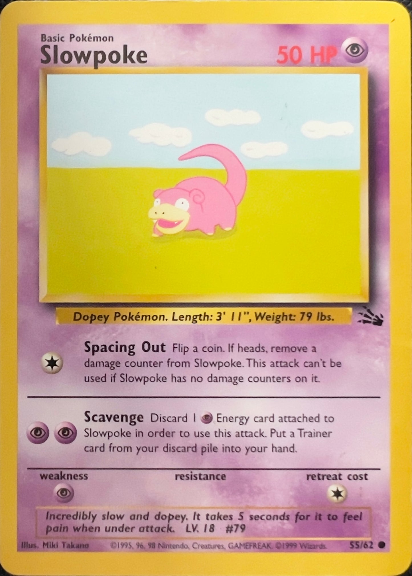Slowpoke (non-holo) 55/62 - Pokémon Fossil (WOTC)