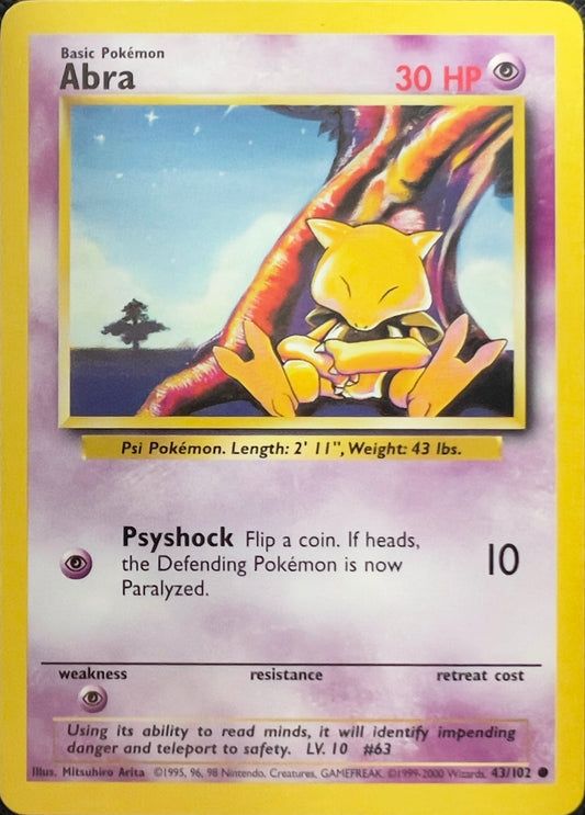 Abra (non-holo) 43/102 - Pokémon Base Set (WOTC)
