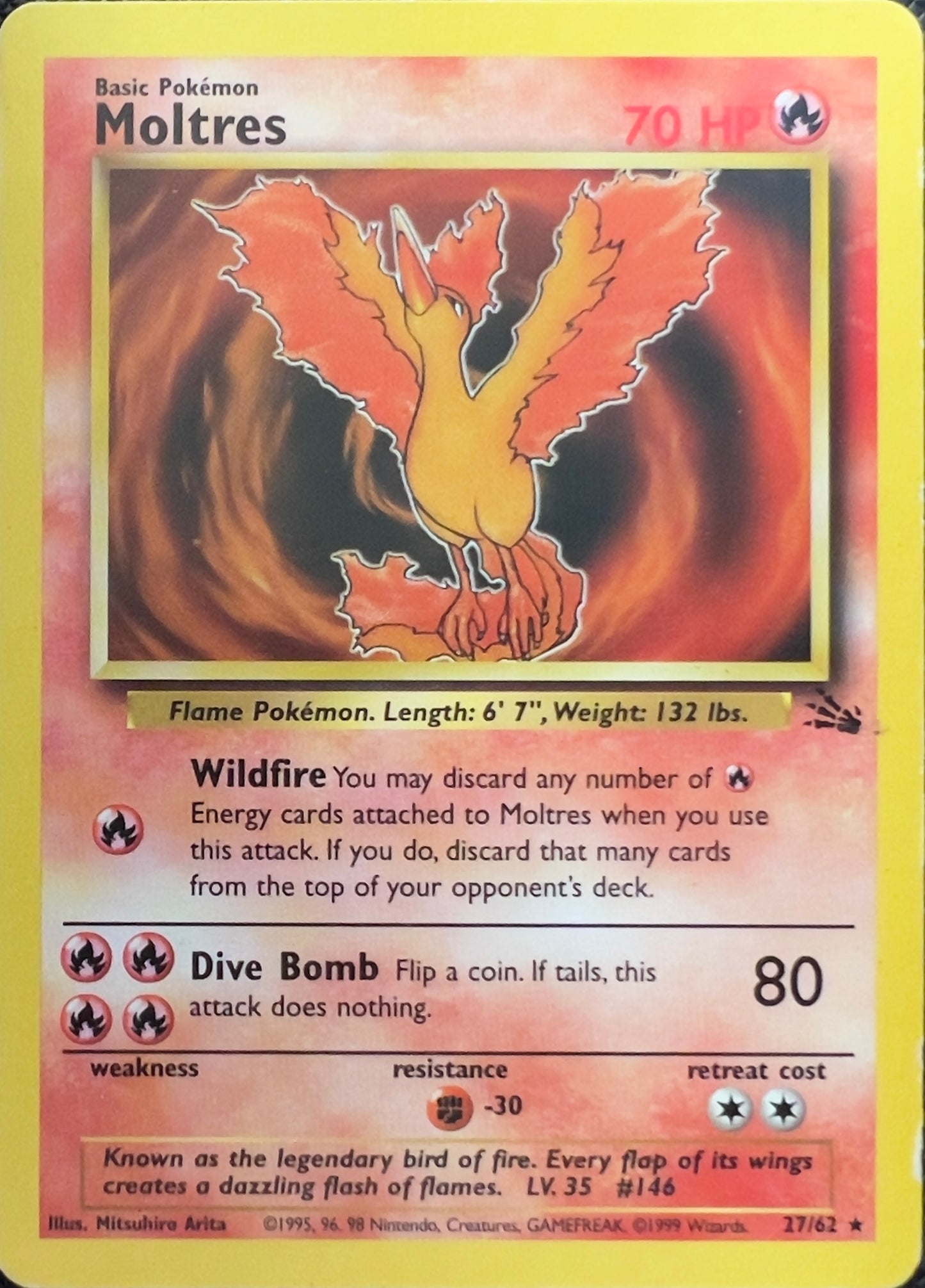 Moltres (non-holo) 27/62 - Pokémon Fossil (WOTC)