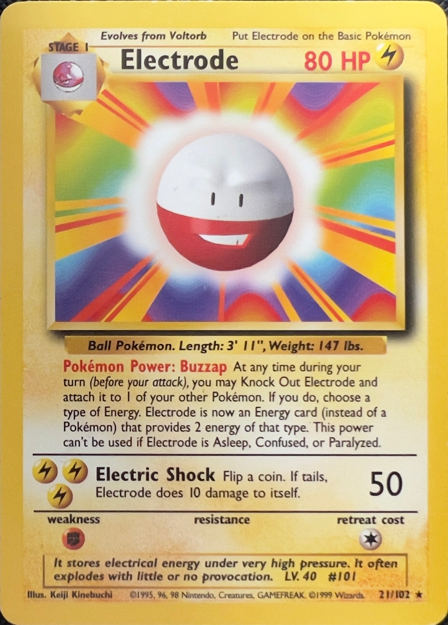 Electrode (non-holo) 21/102 - Pokémon Base Set (WOTC)
