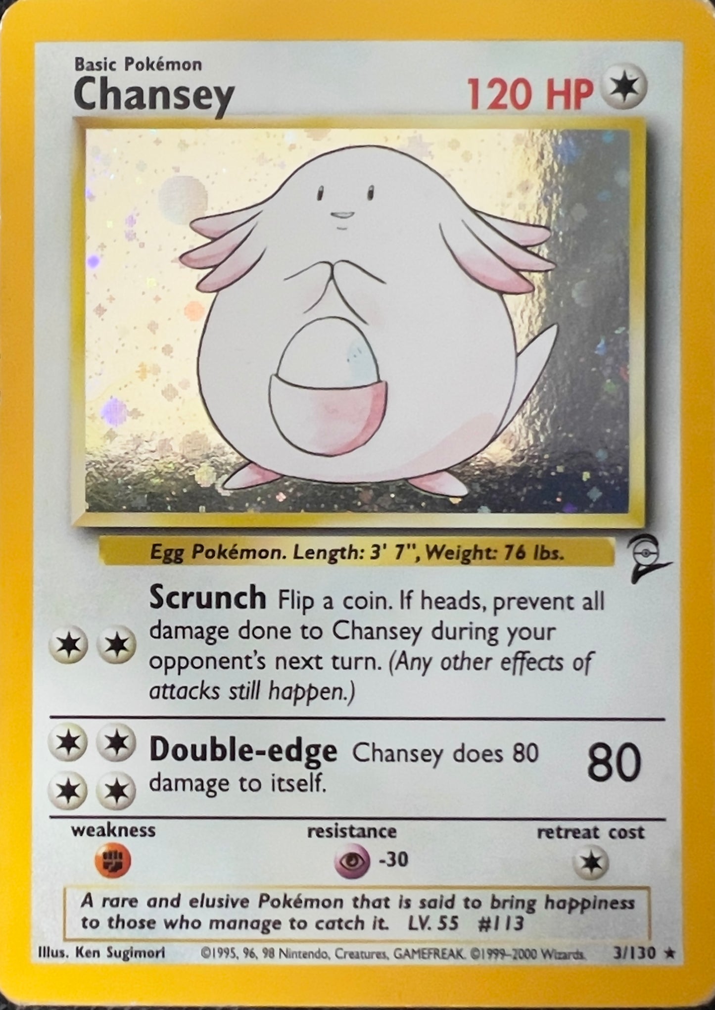 Chansey Holo 3/130 - Pokémon Base Set 2 (WOTC)